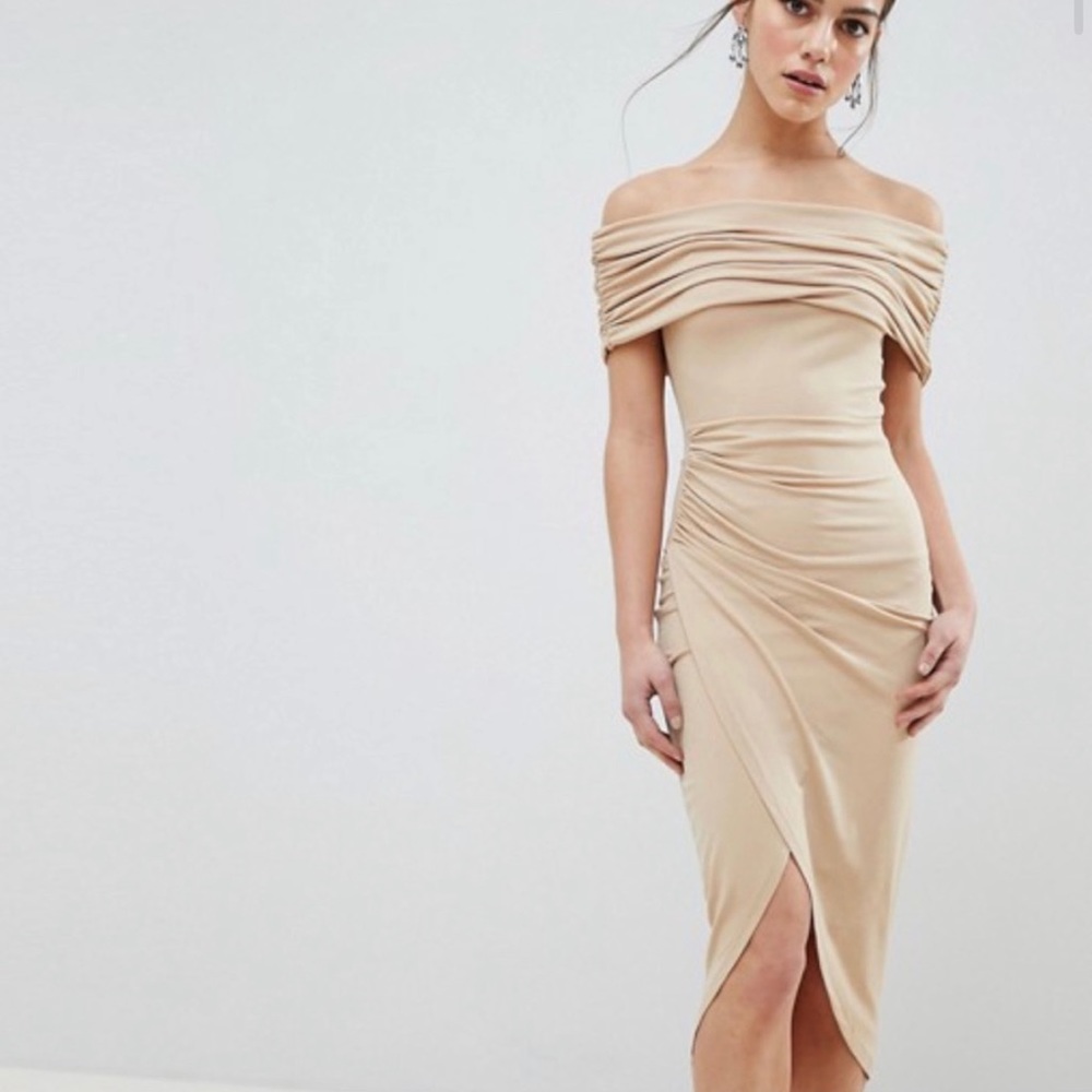 🖤 ASOS Kimmi Slinky Ruched Midi Dress